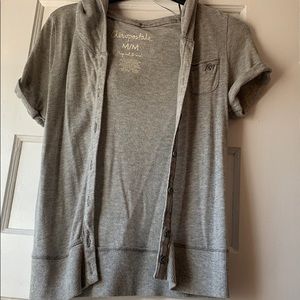 Light Grey Aeropostale Hooded Button Up Cardigan